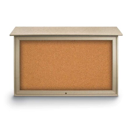 United Visual Products Indoor Enclosed Combo Board, 42"x32", Satin Frame/White Porcelain & Buff UVCB4232-WHTPORC-BUFF
